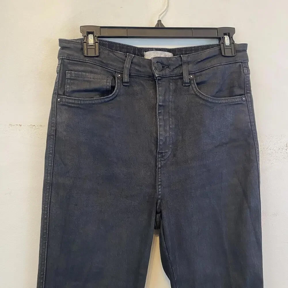 WE THE FREE black coated high rise denim skinny jeans sz 30